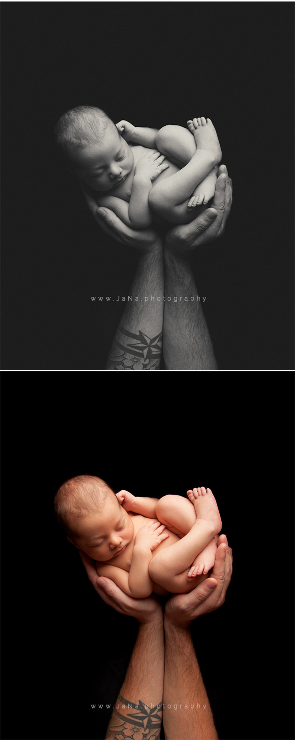 Vancouver-Coquitlam-newborn-hand-dad-photography-black-white