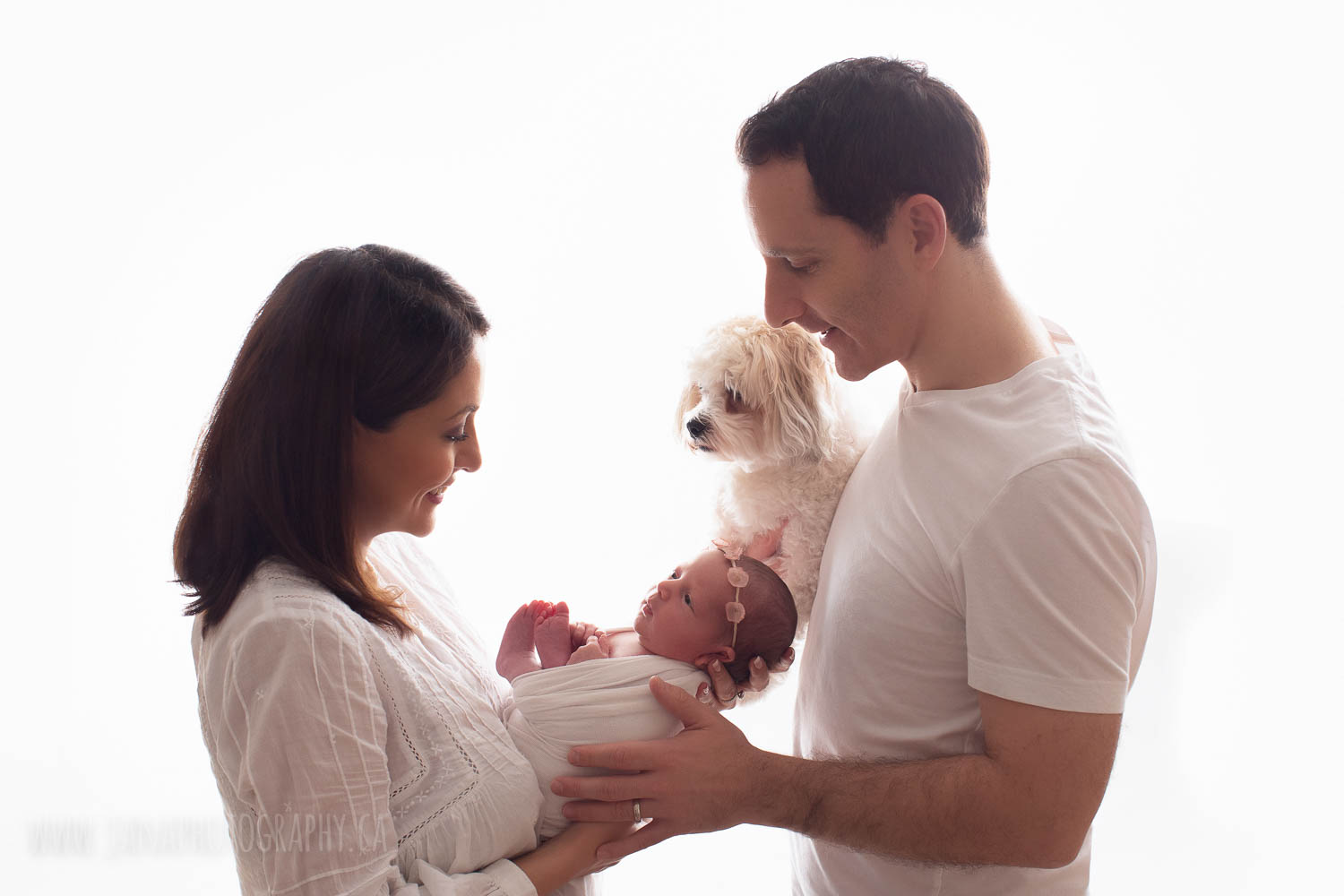 family picture with a dog and newborn baby girl - jana photography vancouver
