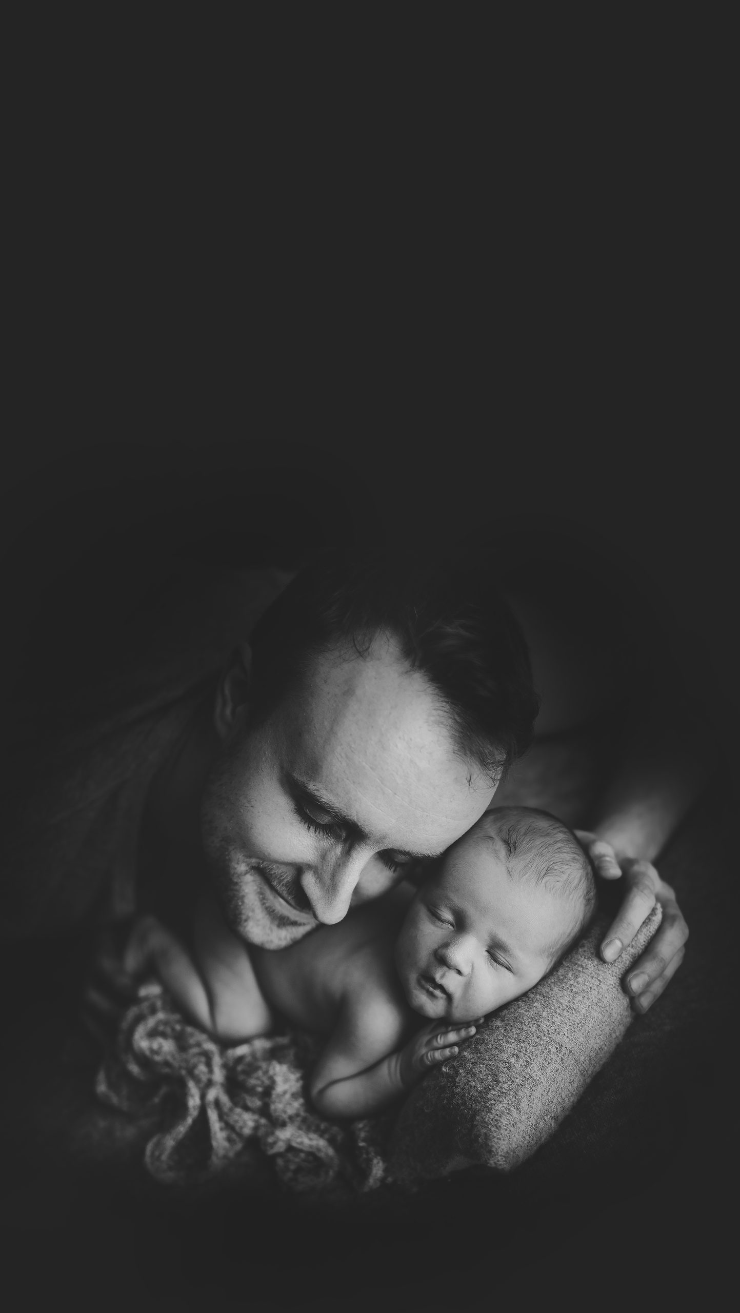 dad and newborn baby boy - black and white - jana photography
