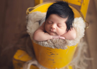 newborn baby boy - yellow bucket